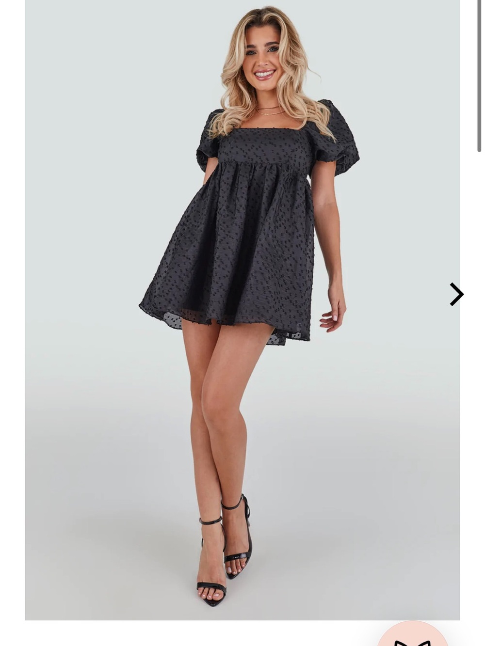Kittenish Black Puff-Sleeve Babydoll Mini Dress
